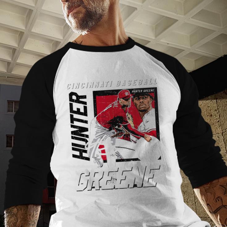 Hunter Greene Cincinnati MLB Baseball Players MLBHGR203M Baseball Raglan Shirt Hunter Greene Cincinnati MLB Baseball Players MLBHGR203M Baseball Raglan Shirt