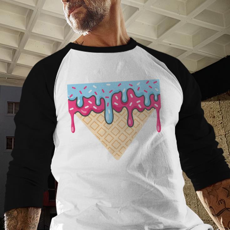 Ice Cream Baseball Cone Dripping Sprinkles Kids Boys Summer Premium Tri-Blend Baseball Raglan Shirt