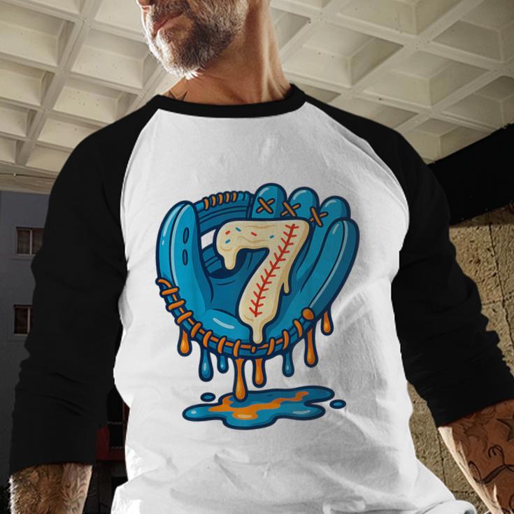 Ice Cream Baseball Glove 7th Birthday Edition Baseball Raglan Shirt