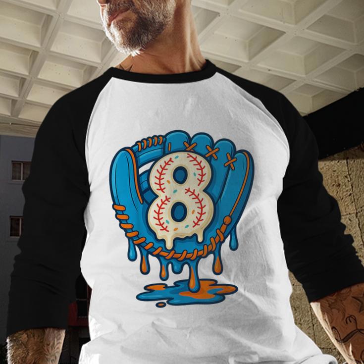 Ice Cream Baseball Glove 8th Birthday Edition Baseball Raglan Shirt