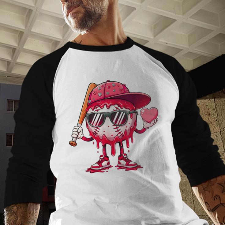 Ice Cream Drip Baseball Valentine's Day Spots Baseball Drip Baseball Raglan Shirt
