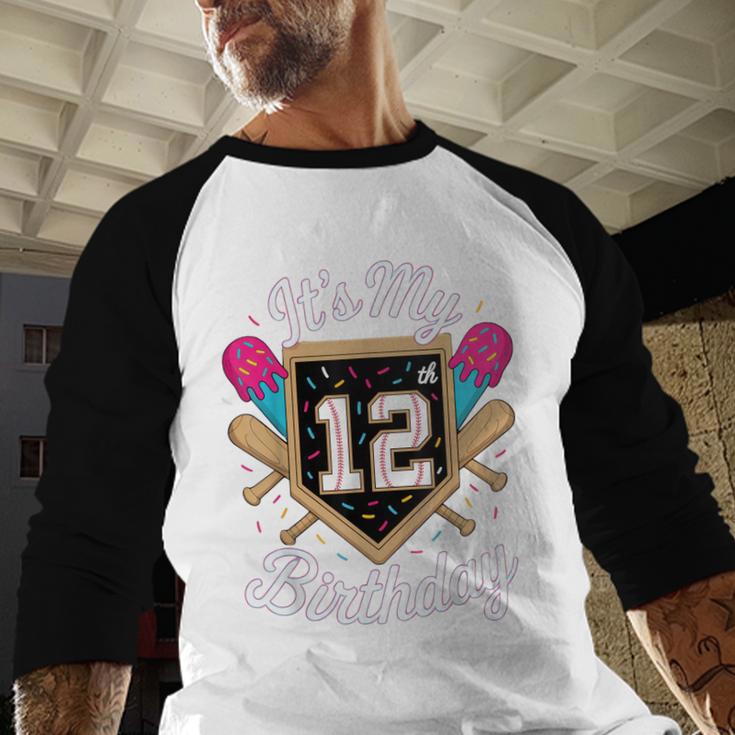 It's My 12th Birthday Baseball Fan Celebration Baseball Raglan Shirt It's My 12th Birthday Baseball Fan Celebration Baseball Raglan Shirt