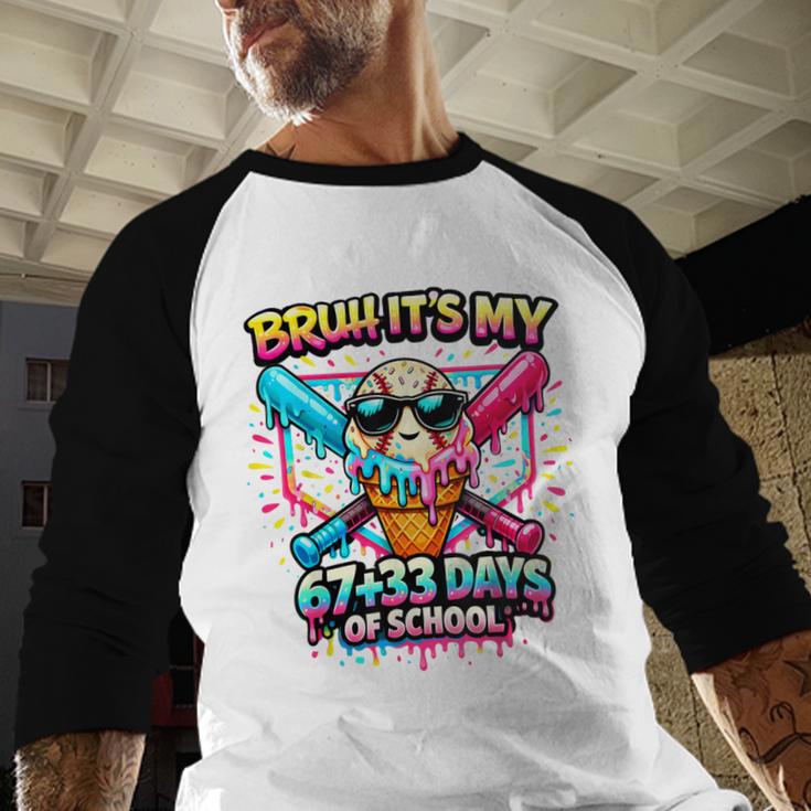 It's My 6733 Days Of School Baseball Ice Cream Dripping Baseball Raglan Shirt
