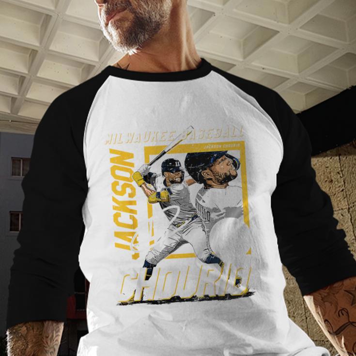 Jackson Chourio Milwaukee MLB Baseball Player MLBJCH203M Baseball Raglan Shirt Jackson Chourio Milwaukee MLB Baseball Player MLBJCH203M Baseball Raglan Shirt