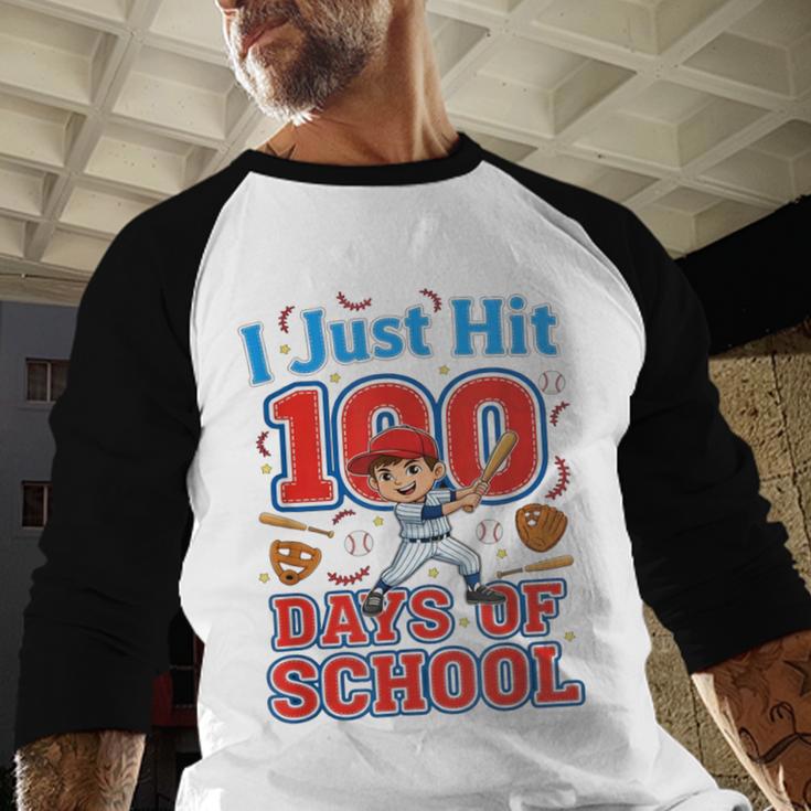 I Just Hit 100 Days Of School Baseball 100th Day Boys Kids Baseball Raglan Shirt I Just Hit 100 Days Of School Baseball 100th Day Boys Kids Baseball Raglan Shirt