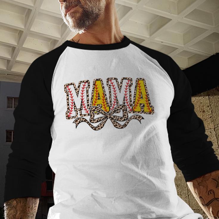 Leopard Baseball Softball Mama Bow Softball Baseball Mom Baseball Raglan Shirt