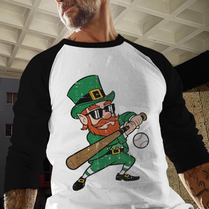 Leprechaun Baseball St Patricks Day Saint Pattys Men Boys Baseball Raglan Shirt