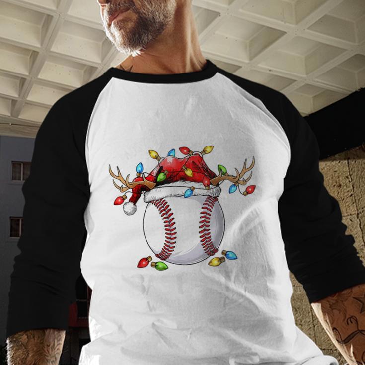 Most Likely To Play Baseball With Santa Christmas Xmas Baseball Raglan Shirt