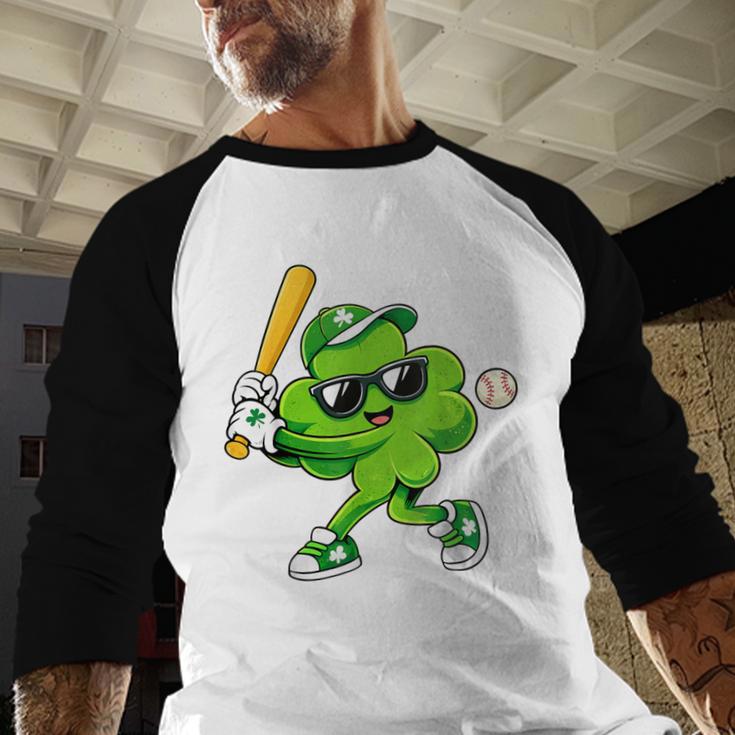 Lucky Shamrock Playing Baseball St Patrick's Kids Boys Baseball Raglan Shirt Lucky Shamrock Playing Baseball St Patrick's Kids Boys Baseball Raglan Shirt