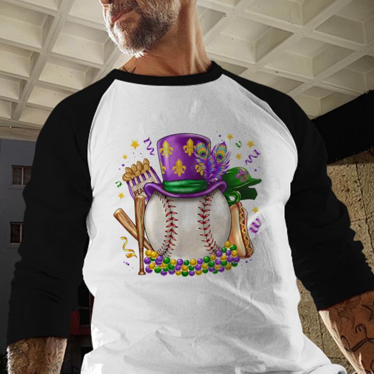 Mardi Gras Baseball Jester Hat Fleur De Lis Boys Girls Kids Baseball Raglan Shirt