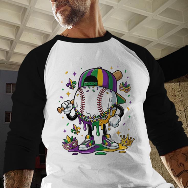 Mardi Gras Ice Cream Drip Baseball Carnival Party Mask Boys Baseball Raglan Shirt Mardi Gras Ice Cream Drip Baseball Carnival Party Mask Boys Baseball Raglan Shirt