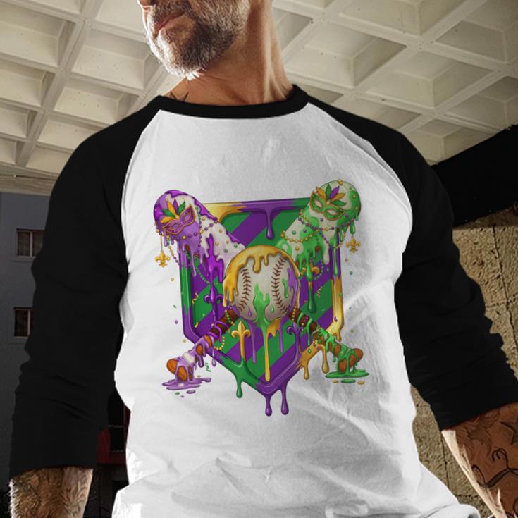 Mardi Gras Ice Cream Drip Baseball Sports For Men Women Kids Baseball Raglan Shirt Mardi Gras Ice Cream Drip Baseball Sports For Men Women Kids Baseball Raglan Shirt