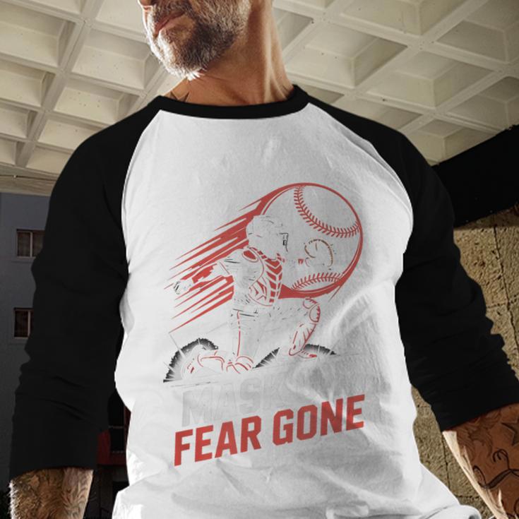 Mask On Fear Gone Baseball Catcher Softball Baseball Raglan Shirt