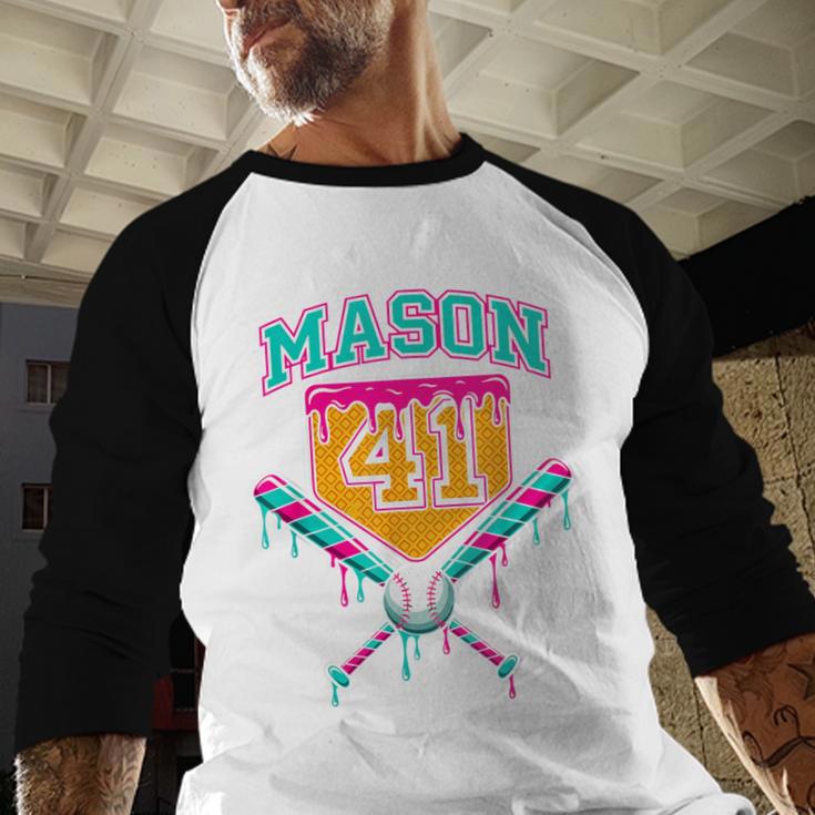 Mason 41 Meme Ice Cream Drip Baseball Birthday Costume Baseball Raglan Shirt