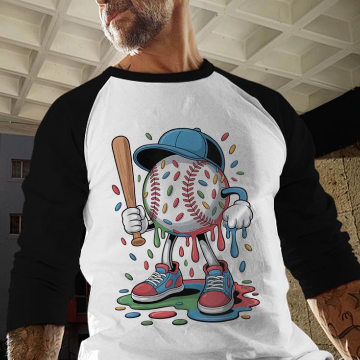 Melting Slime Sprinkle Baseball Mascot With Bat Baseball Raglan Shirt Melting Slime Sprinkle Baseball Mascot With Bat Baseball Raglan Shirt