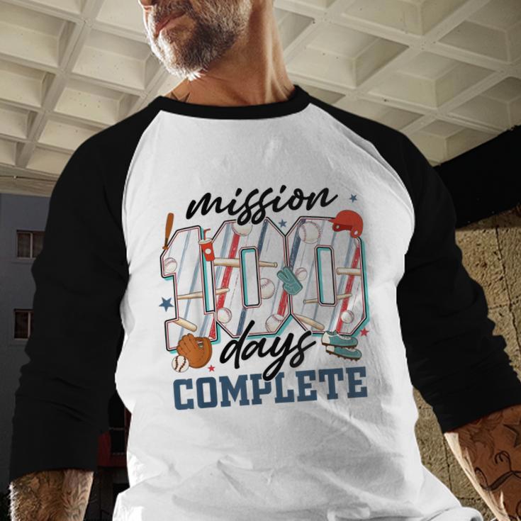 Mission 100 Days Complete Baseball 100th Day Of School Boys Baseball Raglan Shirt