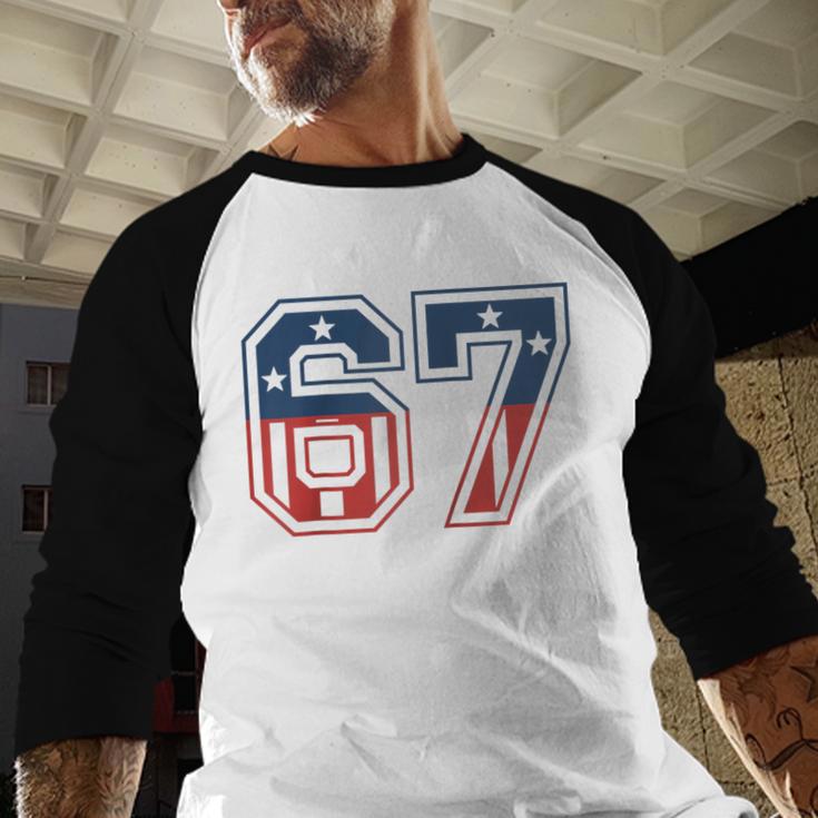 Number 67 USA Raglan Baseball Tee Baseball Raglan Shirt