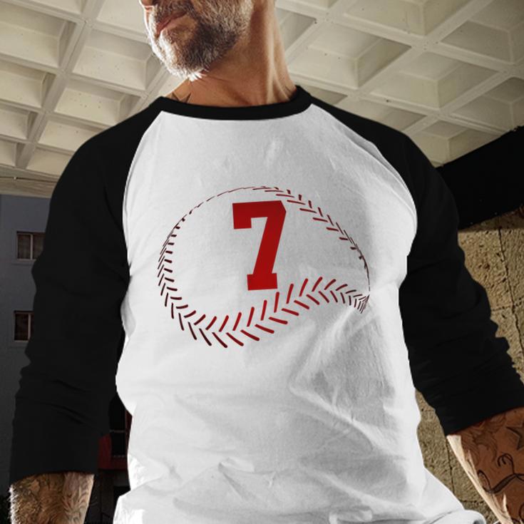 Number 7 Years Baseball 7TH Birthday Baseball Raglan Shirt