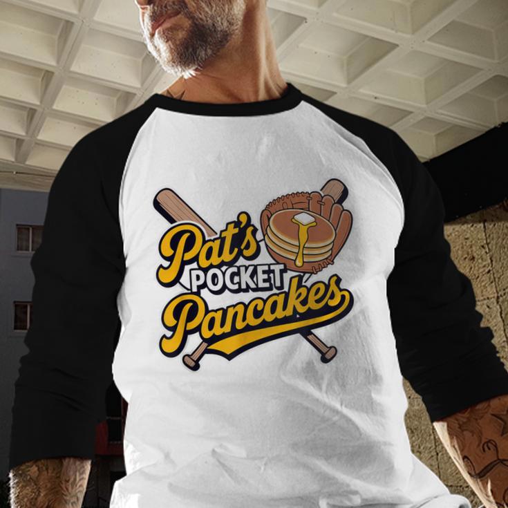 Pat's Pocket Pancakes Baseball Glove Stack Syrup Baseball Raglan Shirt Pat's Pocket Pancakes Baseball Glove Stack Syrup Baseball Raglan Shirt