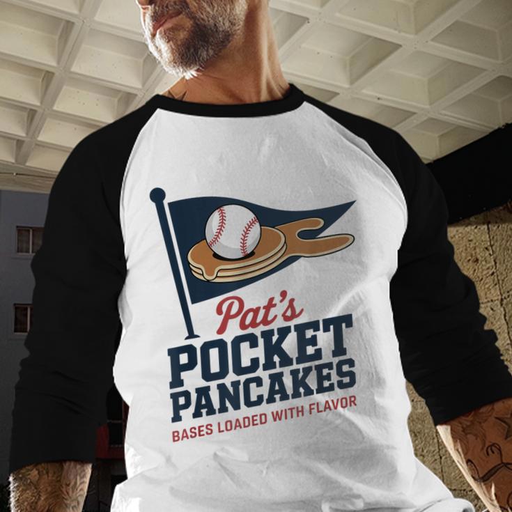Pat's Pocket Pancakes Flag Baseball On Pancake Baseball Raglan Shirt