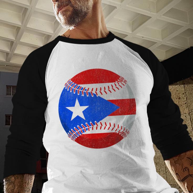 Puerto Rico Baseball Flag Boricua Beisbol Fan Gear Baseball Raglan Shirt