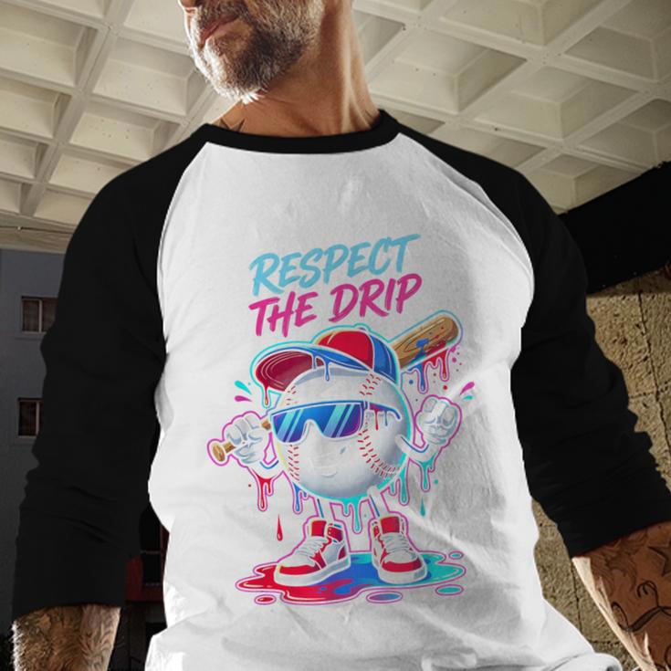 Respect The Drip Baseball Bat Sunglasses Mascot Baseball Raglan Shirt