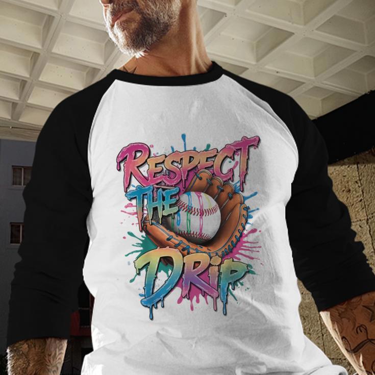 Respect The Drip Baseball Drip Glove Youth Boys Girls Player Baseball Raglan Shirt
