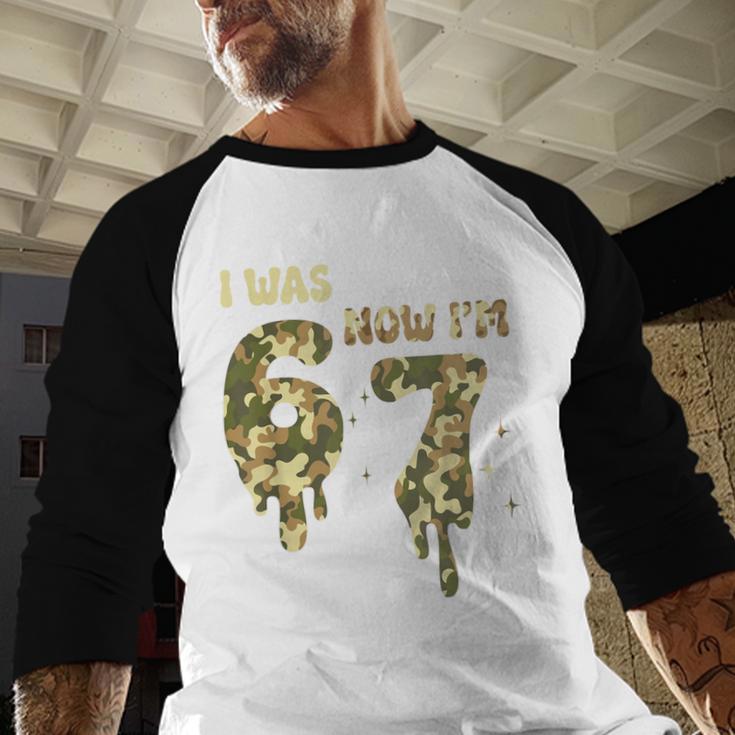 Retro I Was 6 Now I'm 7 Camo 67 Ice Cream Drip Baseball Baseball Raglan Shirt