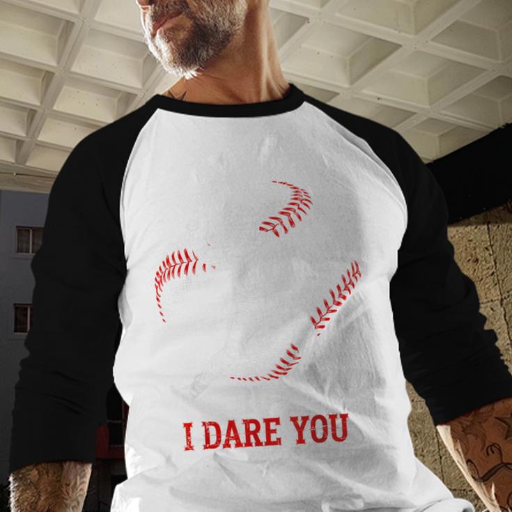 Run I Dare You Baseball Catcher Graphic Players Fans Baseball Raglan Shirt