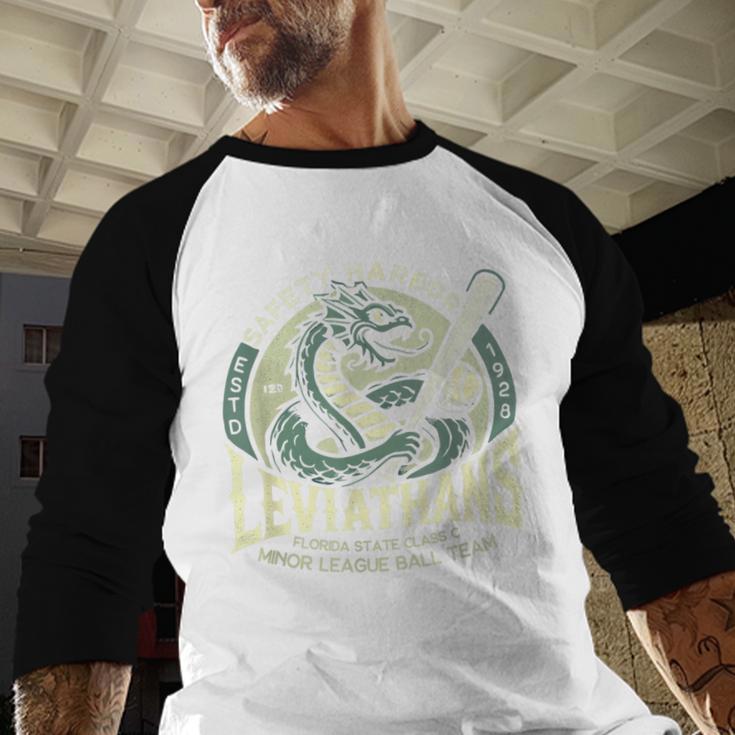 Safety Harbor Leviathans Retro Baseball Monster Baseball Raglan Shirt Safety Harbor Leviathans Retro Baseball Monster Baseball Raglan Shirt