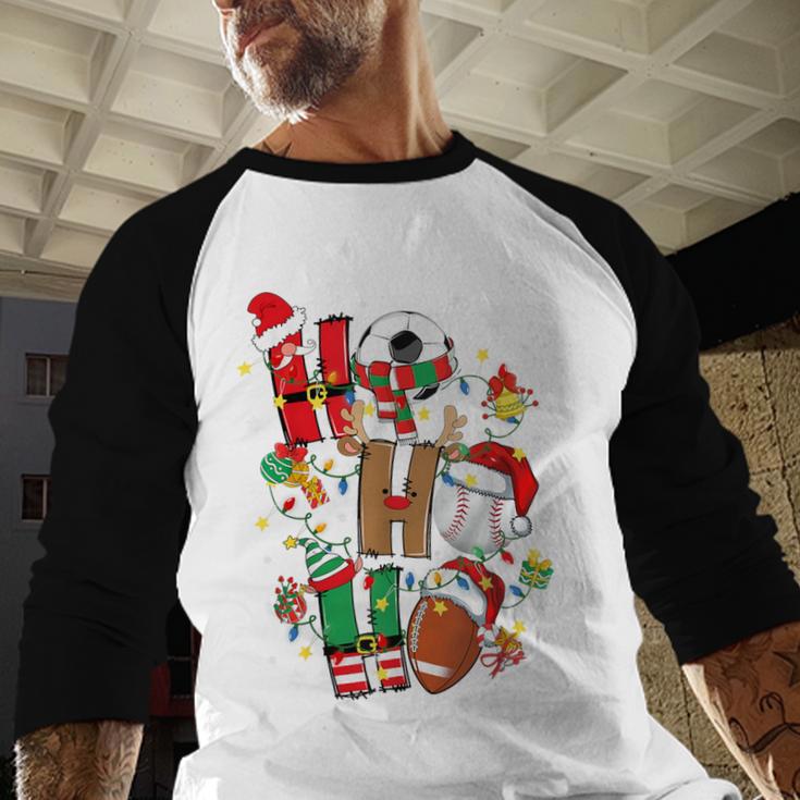 Santa Baseball Football Soccer Pajamas Ho Ho Christmas Xmas Baseball Raglan Shirt Santa Baseball Football Soccer Pajamas Ho Ho Christmas Xmas Baseball Raglan Shirt