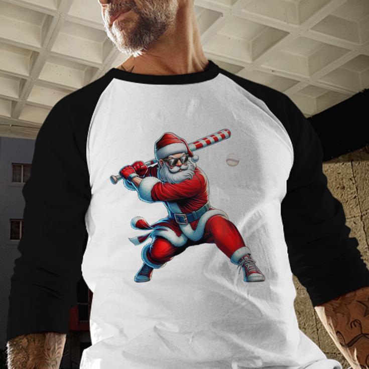 Santa Playing Baseball Men Boys Christmas Baseball Player Baseball Raglan Shirt Santa Playing Baseball Men Boys Christmas Baseball Player Baseball Raglan Shirt