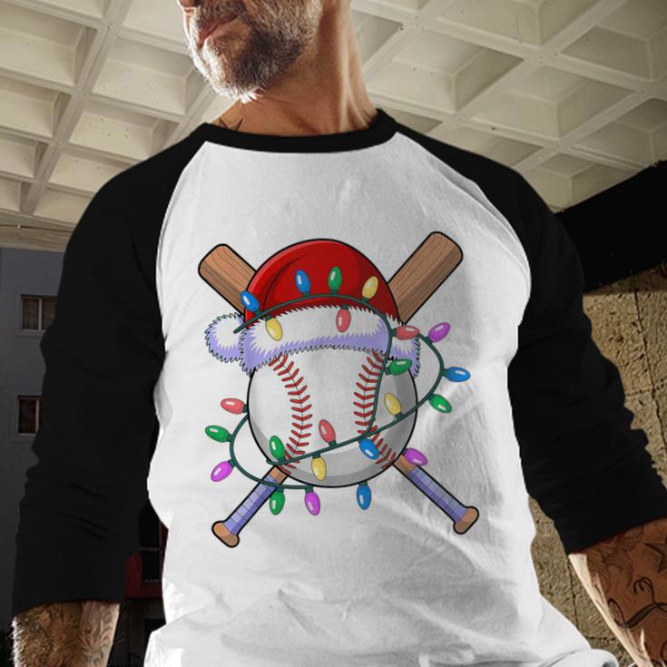 Santa Sports Christmas Baseball Player Baseball Raglan Shirt
