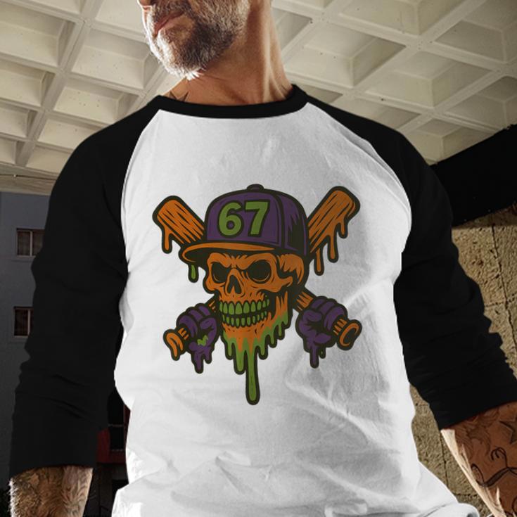Six Seven 6 7 Baseball Skull Drip Halloween Horror Sports Baseball Raglan Shirt Six Seven 6 7 Baseball Skull Drip Halloween Horror Sports Baseball Raglan Shirt