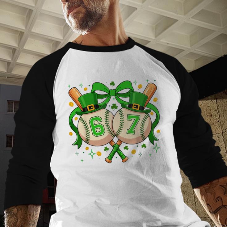 Six Seven 67 Meme Baseball Coquette Bow St Patrick's Day Baseball Raglan Shirt Six Seven 67 Meme Baseball Coquette Bow St Patrick's Day Baseball Raglan Shirt