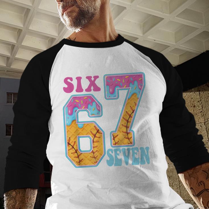 Six Seven Drip Baseball Player Number 67 Or 67th Birthday Baseball Raglan Shirt