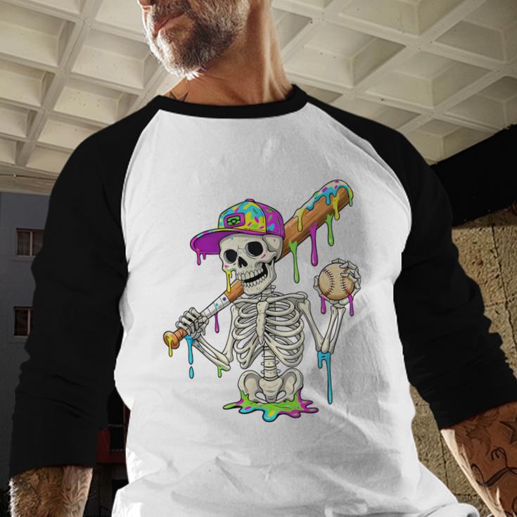 Skeleton Baseball Drip Boys Ice Cream Drip Youth Baseball Baseball Raglan Shirt
