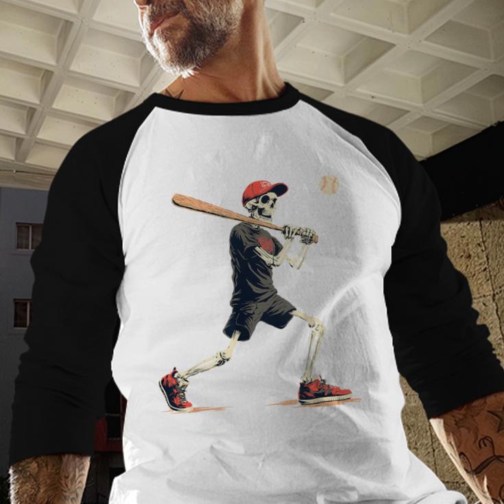 Skeleton Baseball Halloween Costume Men Boys Kids Baseball Raglan Shirt