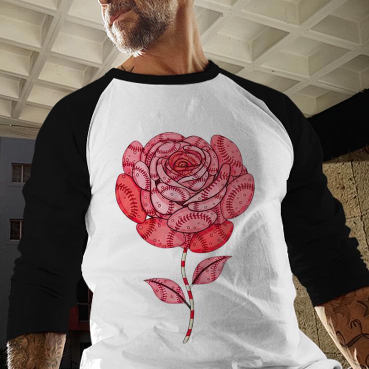 Sporty Rose Graphic With Baseball And Rugby Ball Petals Baseball Raglan Shirt Sporty Rose Graphic With Baseball And Rugby Ball Petals Baseball Raglan Shirt