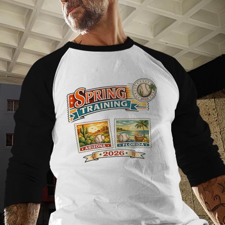Spring Training 2026 Retro Postcard Baseball Premium Tri-Blend Baseball Raglan Shirt Spring Training 2026 Retro Postcard Baseball Premium Tri-Blend Baseball Raglan Shirt