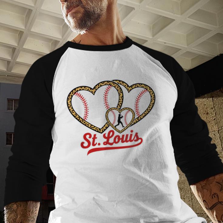 St Louis Leopard Heart Baseball Batter Boys Fan Baseball Raglan Shirt