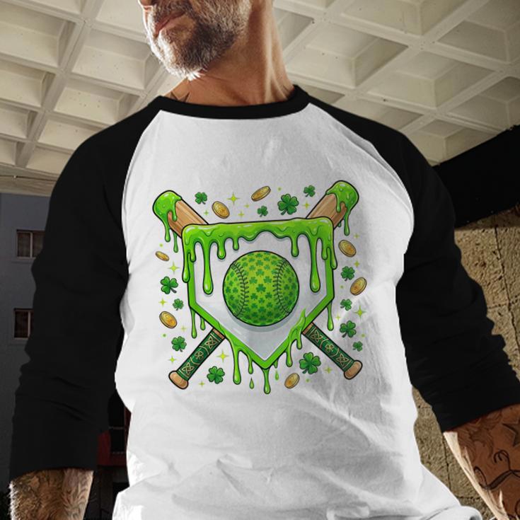 St Patrick Day Baseball Drip Ice Cream Boys Men Baseball Raglan Shirt St Patrick Day Baseball Drip Ice Cream Boys Men Baseball Raglan Shirt