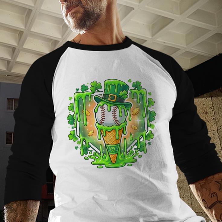 St Patrick Day Baseball Drip Ice Cream Baseball Home Plate Baseball Raglan Shirt