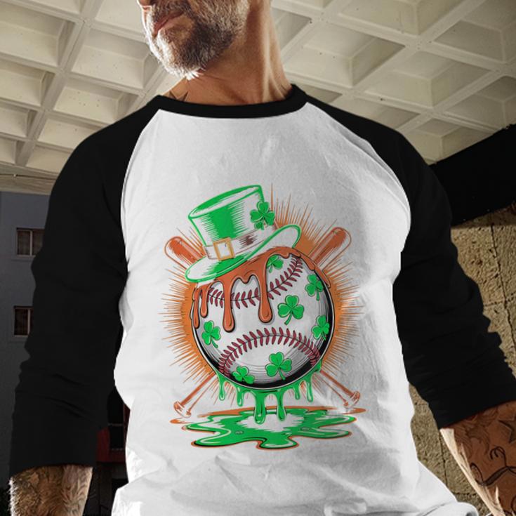 St Patrick Day Baseball Drip Ice Cream Kids Boys Men Baseball Raglan Shirt