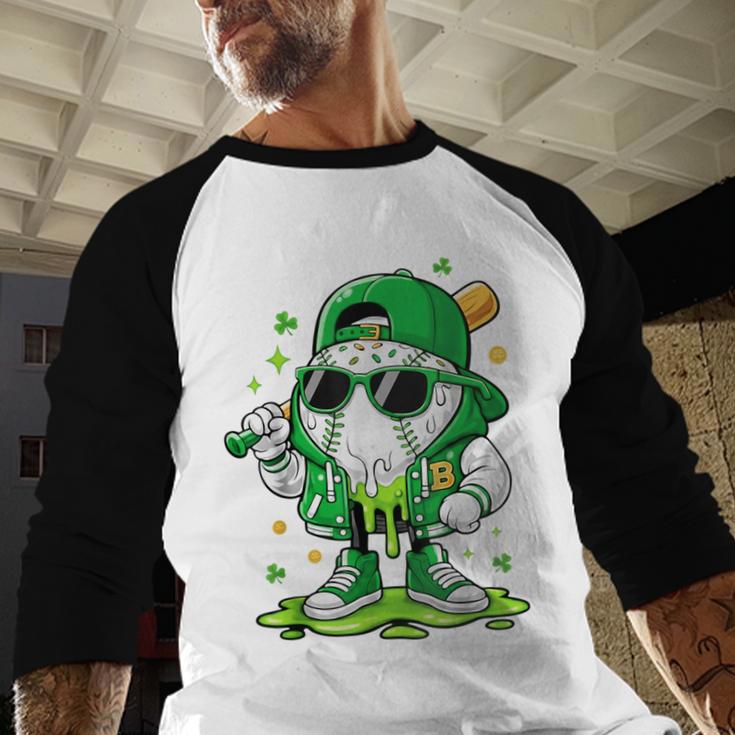 St Patrick Day Baseball Drip Ice Cream Men Boys Kids Baseball Raglan Shirt