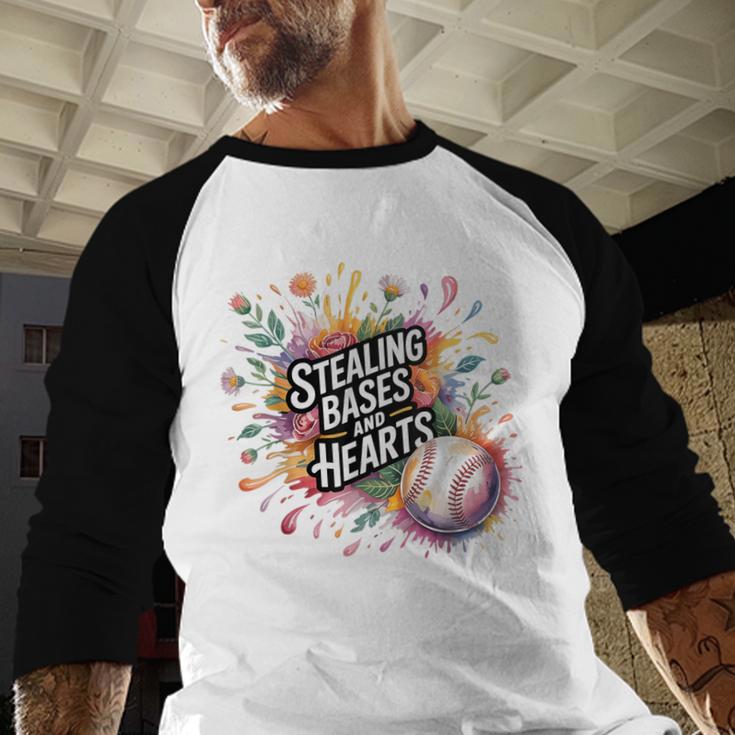 Stealing Bases And Hearts Baseball Puns Sports Baseball Raglan Shirt