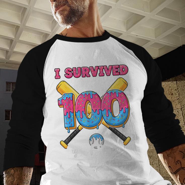 I Survived 100 Days Of School Baseball Cream Drip Boys Baseball Raglan Shirt I Survived 100 Days Of School Baseball Cream Drip Boys Baseball Raglan Shirt