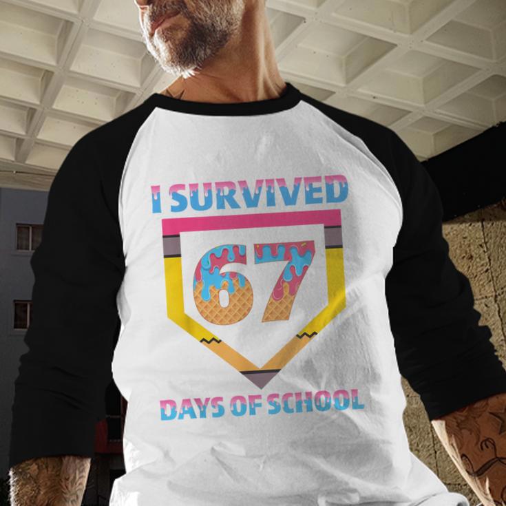 I Survived 67 Days Of School Baseball Trend For Boys Girls Baseball Raglan Shirt
