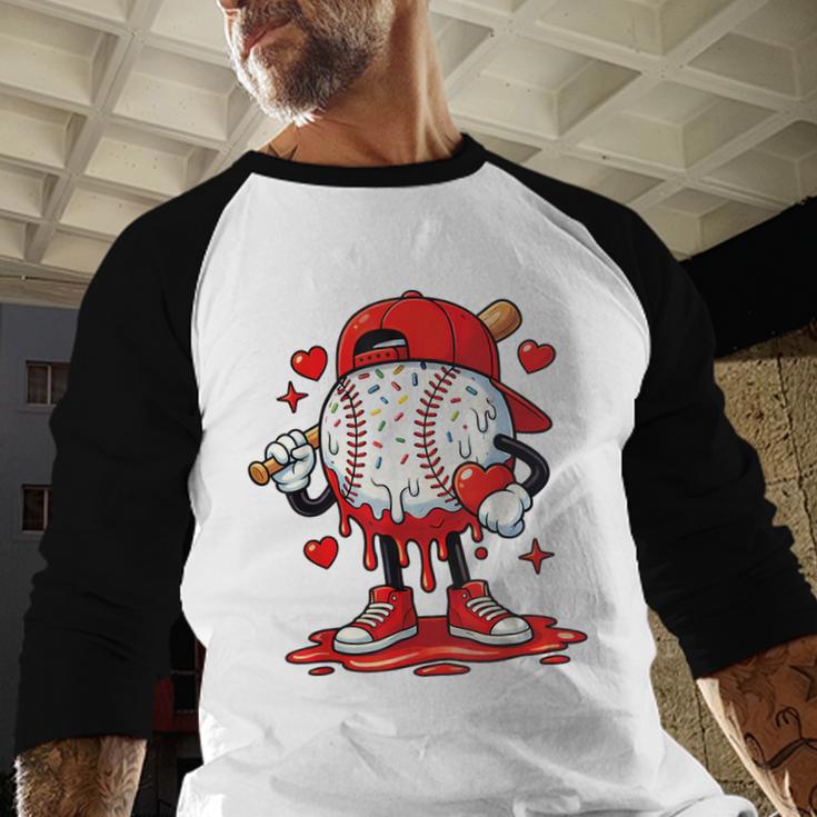 Valentine Baseball Drip Ice Cream Youth Boys Couples Baseball Raglan Shirt
