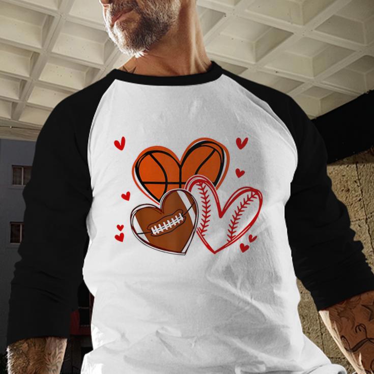 Valentines Baseball Basketball Football Heart Boy Men Baseball Raglan Shirt Valentines Baseball Basketball Football Heart Boy Men Baseball Raglan Shirt